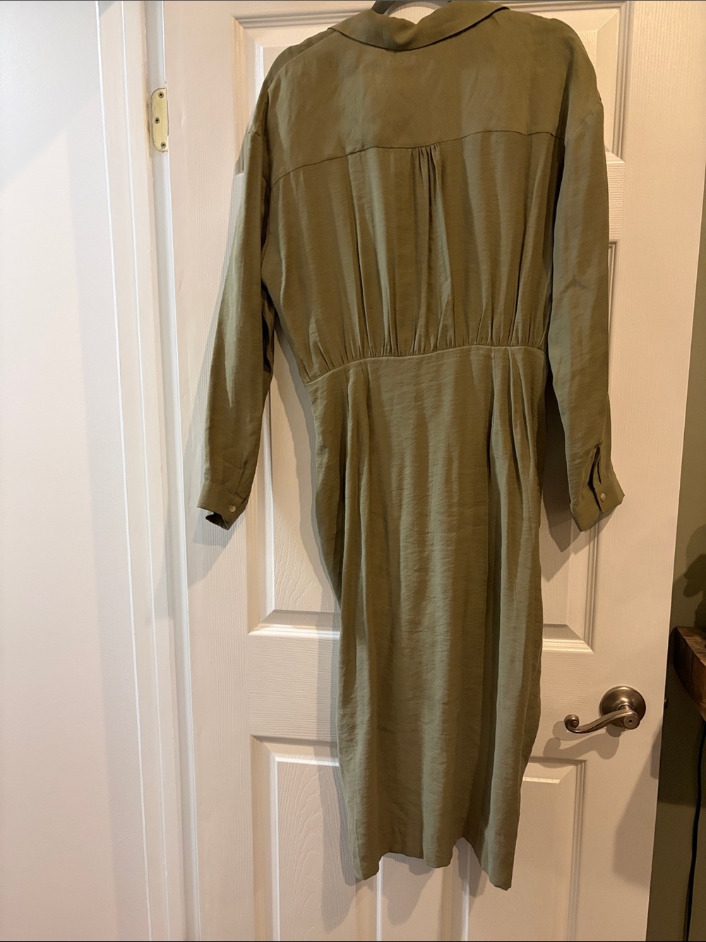 Anthropologie Olive Green Twist-Front Midi Dress - Picture 5 of 5